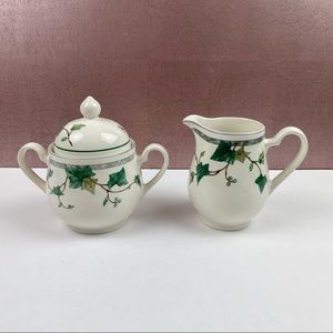Keltcraft Noritake Green Ivy Lane Ireland Sugar Creamer Dish Kitchen Dining